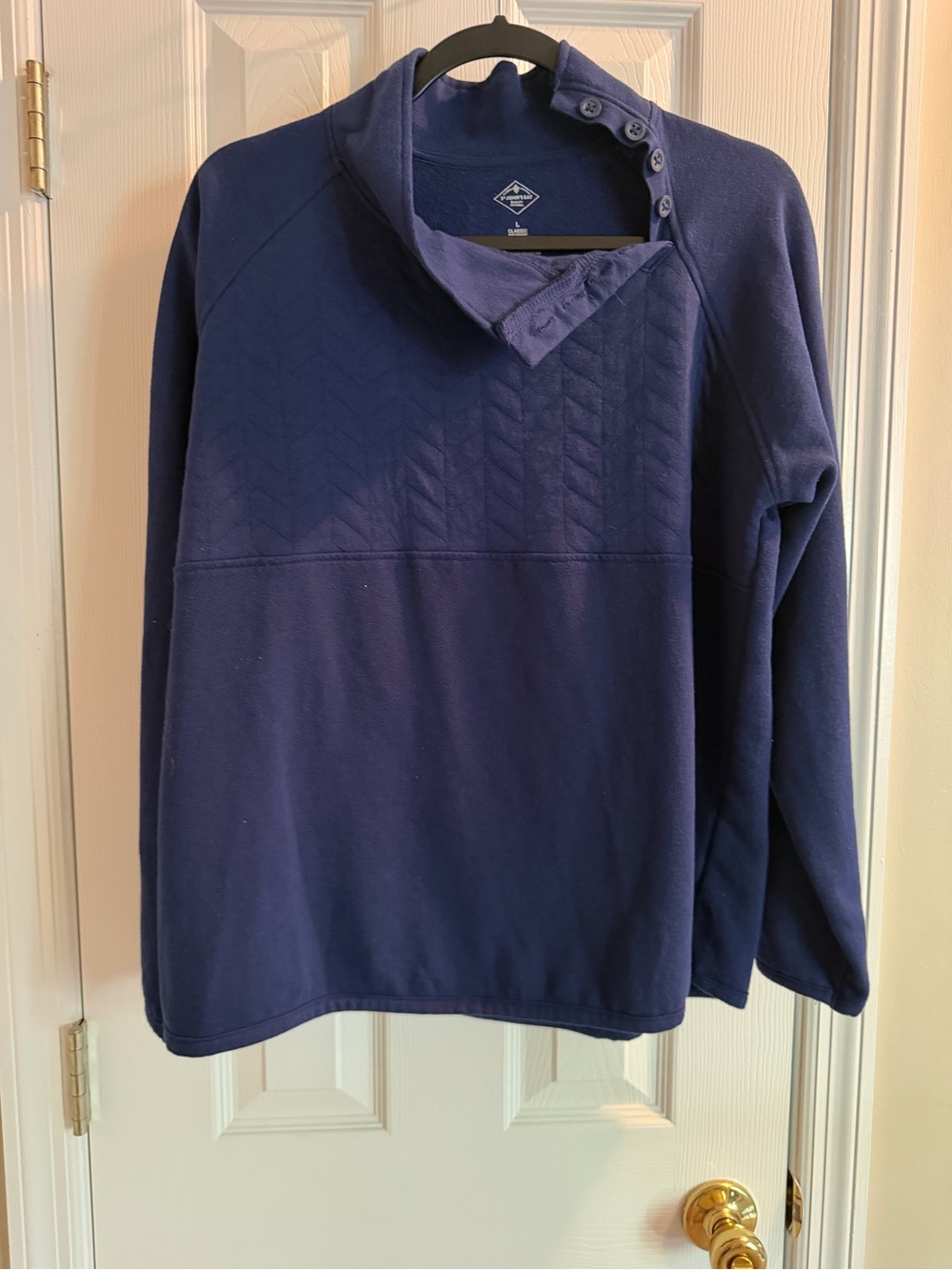 St. John's Bay Navy Button-Shoulder Pullover